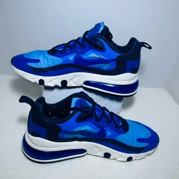 Nike Air max 270 React Triple Blue Athletic Shoes - Picture 2 of 7